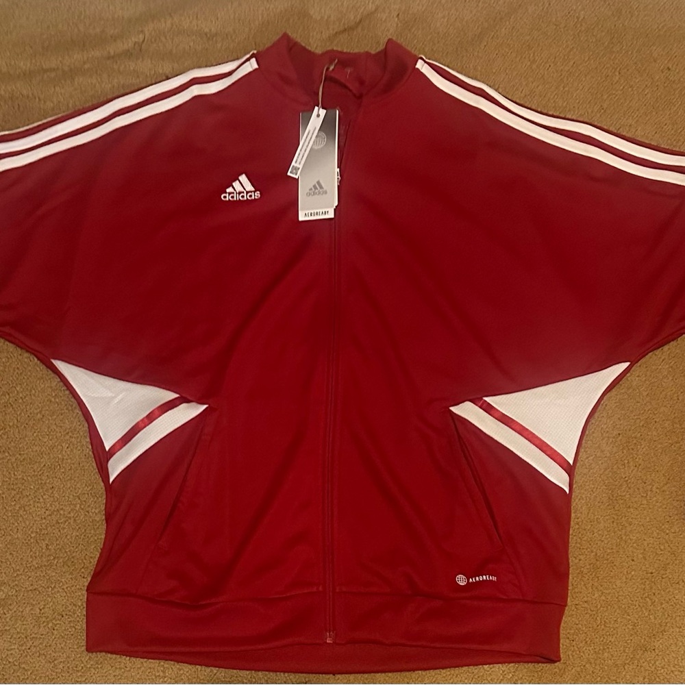 Adidas Maroon and White Track Jacket